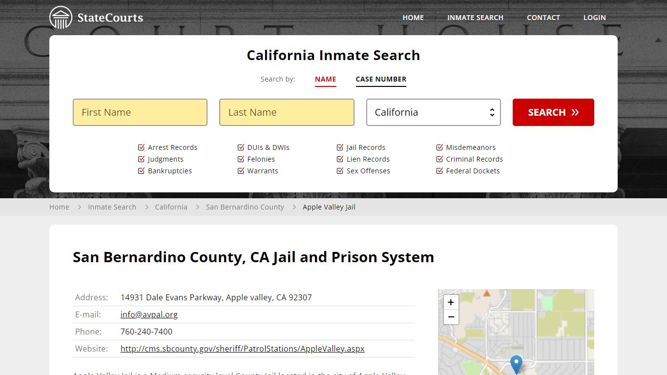 Apple Valley Jail Inmate Records Search, California - StateCourts