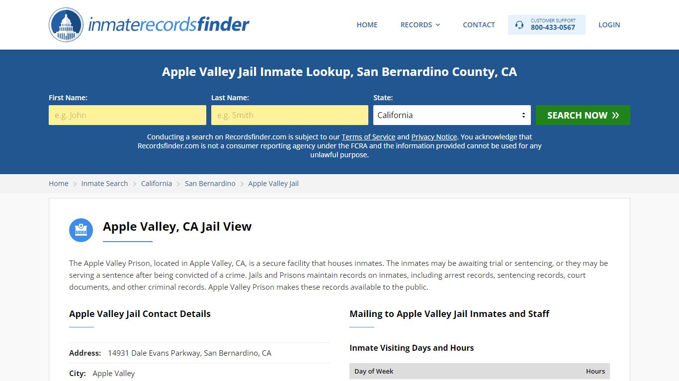 Apple Valley Jail Roster & Inmate Search, San Bernardino County, CA